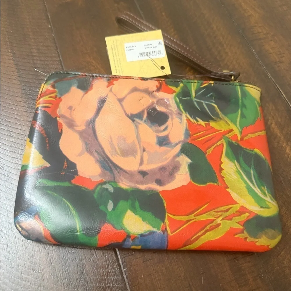 PATRICIA NASH CASSINI MULTI-COLOR FLORAL LEATHER WRISTLET New